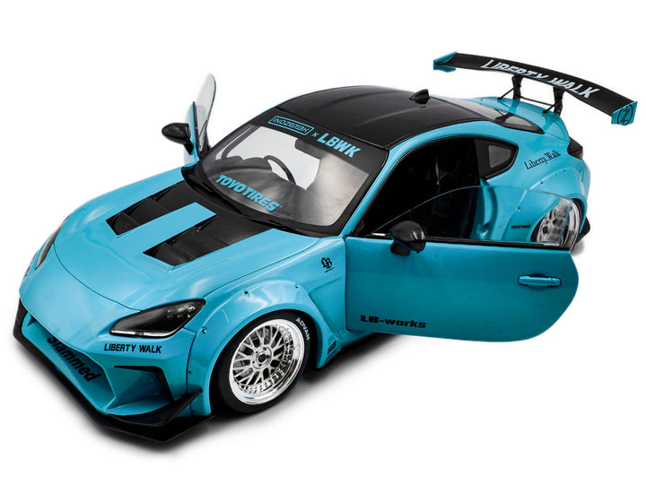 2024 Toyota GR86 LBWK Body Kit RHD (Right Hand Drive) Baby Blue with Black Top 1/18 Diecast Model Car by Solido image 2