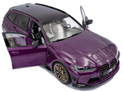2024 BMW M3 Competition M xDrive Touring Twilight Purple Pearl Metallic with Black Top 1/18 Diecast Model Car by Solido image 2