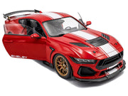 2024 Ford Shelby Mustang Super Snake Race Red with White Stripes 1/18 Diecast Model Car by Solido image 2