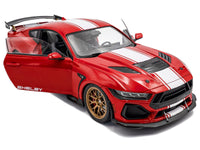 2024 Ford Shelby Mustang Super Snake Race Red with White Stripes 1/18 Diecast Model Car by Solido image 2