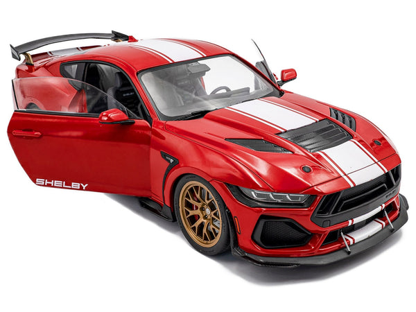2024 Ford Shelby Mustang Super Snake Race Red with White Stripes 1/18 Diecast Model Car by Solido image 2