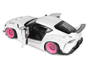 2025 Toyota GR Supra "Liberty Walk" Body Kit White Metallic with Pink Wheels 1/18 Diecast Model Car by Solido image 4
