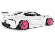 2025 Toyota GR Supra "Liberty Walk" Body Kit White Metallic with Pink Wheels 1/18 Diecast Model Car by Solido image 5