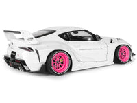 2025 Toyota GR Supra "Liberty Walk" Body Kit White Metallic with Pink Wheels 1/18 Diecast Model Car by Solido image 5