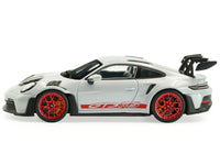 2023 Porsche 911 (992) GT3 RS Ice Gray Metallic with Pyro Red Stripes 1/43 Diecast Model Car by Solido image 2