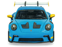 2023 Porsche 911 (992) GT3 RS "Tribute to 24 Hours of Daytona 2003" Riviera Blue with Yellow Stripes 1/43 Diecast Model Car by Solido image 4