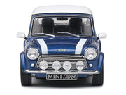 1994 Mini Cooper Sport Tahiti Blue Metallic with White Top and Stripes 1/43 Diecast Model Car by Solido image 5