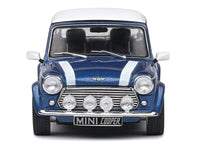 1994 Mini Cooper Sport Tahiti Blue Metallic with White Top and Stripes 1/43 Diecast Model Car by Solido image 5