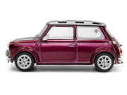 1997 Mini Cooper Sport Purple Metallic with White Stripes and Checkered Top 1/43 Diecast Model Car by Solido image 2
