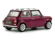 1997 Mini Cooper Sport Purple Metallic with White Stripes and Checkered Top 1/43 Diecast Model Car by Solido image 3