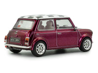 1997 Mini Cooper Sport Purple Metallic with White Stripes and Checkered Top 1/43 Diecast Model Car by Solido image 3