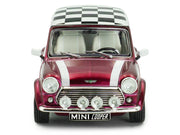 1997 Mini Cooper Sport Purple Metallic with White Stripes and Checkered Top 1/43 Diecast Model Car by Solido image 4