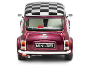 1997 Mini Cooper Sport Purple Metallic with White Stripes and Checkered Top 1/43 Diecast Model Car by Solido image 5