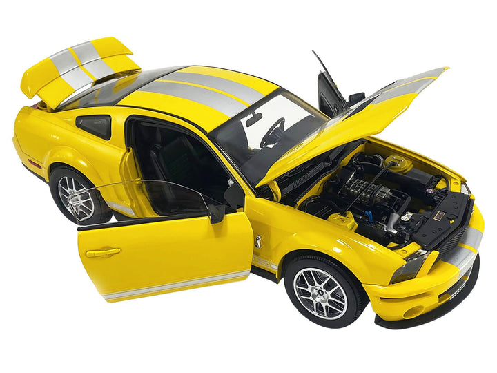 2007 Ford Shelby GT500 Yellow with Silver Stripes "Shelby Collectibles" Series 1/18 Diecast Model Car by ACME image 2