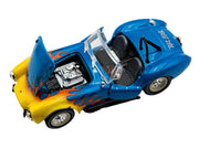 Shelby Cobra Super Snake Blue Metallic with Flames and Custom "Rat Fink" Hauler Blue Metallic with Flames and Graphics 1/64 Diecast Model Cars by ACME image 4