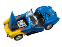 Shelby Cobra Super Snake Blue Metallic with Flames and Custom "Rat Fink" Hauler Blue Metallic with Flames and Graphics 1/64 Diecast Model Cars by ACME image 4