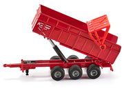 Massey Ferguson 8480 Dyna VT Tractor Red with Silver Top and Krampe Dump Trailer Red 1/87 (HO) Diecast Models by Siku image 3