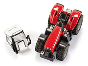 Massey Ferguson 8480 Dyna VT Tractor Red with Silver Top and Krampe Dump Trailer Red 1/87 (HO) Diecast Models by Siku image 4