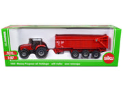 Massey Ferguson 8480 Dyna VT Tractor Red with Silver Top and Krampe Dump Trailer Red 1/87 (HO) Diecast Models by Siku image 5