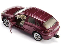 Porsche Macan Turbo Maroon Metallic and Dethleffs Exclusiv Emotion Caravan with Figures and Camp Accessories Set 1/55 Diecast Model by Siku image 3