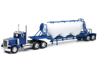 Peterbilt 379 Truck Blue with Pneumatic Tanker Trailer White "Long Haul Truckers" Series 1/32 Diecast Model by New Ray