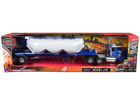Peterbilt 379 Truck Blue with Pneumatic Tanker Trailer White "Long Haul Truckers" Series 1/32 Diecast Model by New Ray image 3