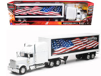Freightliner Classic XL Truck White with Dry Van Trailer White with Patriotic Graphic "Long Haul Truckers" Series 1/32 Diecast Model by New Ray image 3
