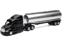 Peterbilt 387 Truck Black with Tanker Trailer Silver "Long Haul Truckers" Series 1/43 Diecast Model by New Ray