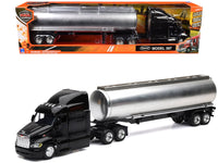 Peterbilt 387 Truck Black with Tanker Trailer Silver "Long Haul Truckers" Series 1/43 Diecast Model by New Ray image 3