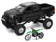 Toyota Tundra Pro Pickup Truck Black and Kawasaki KX 250 Motorcycle Green and White "Xtreme Off-Road" Series 1/32 Diecast Models by New Ray image 2