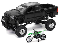 Toyota Tundra Pro Pickup Truck Black and Kawasaki KX 250 Motorcycle Green and White "Xtreme Off-Road" Series 1/32 Diecast Models by New Ray image 2