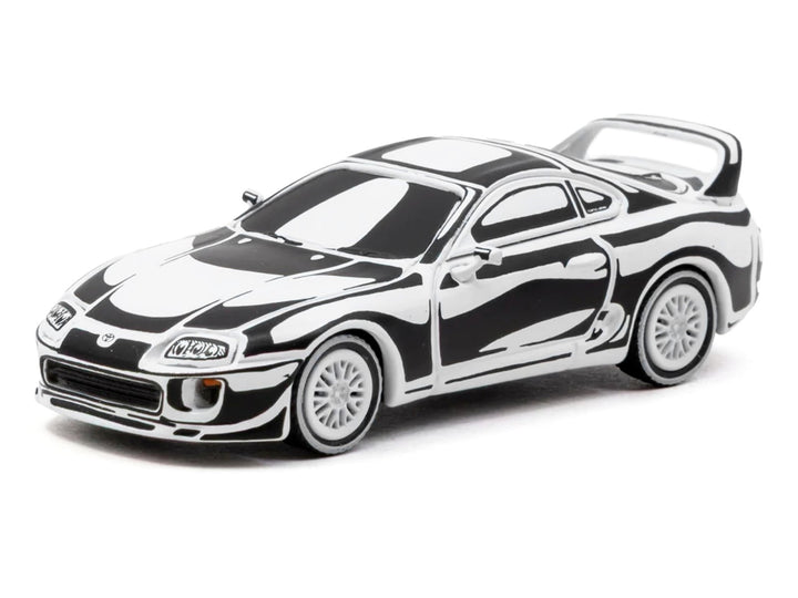 Toyota Supra "Designed by Joshua Vides" Black and White "Hobby64" Series 1/64 Diecast Model Car by Tarmac Works image 2