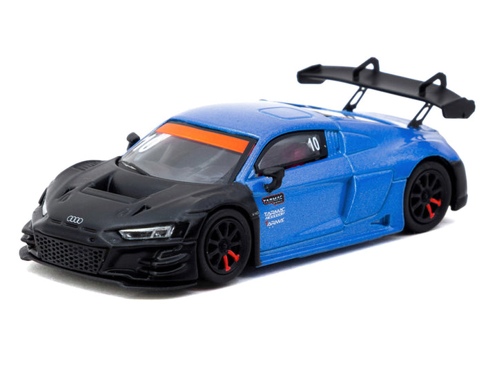 Audi R8 LMS GT3 evo II #10 "Tarmac Works 10th Anniversary" Blue Metallic and Matt Black "Hobby64" Series 1/64 Diecast Model Car by Tarmac Works image 2