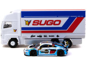 Audi R8 LMS GT3 evo II #30 James Yu "Uno Racing Team" "Macau GT Cup - FIA GT World Cup" (2024) with Plastic Transporter Packaging and Collectible Tarmac Cards "Hobby64" Series 1/64 Diecast Model Car by Tarmac Works image 3
