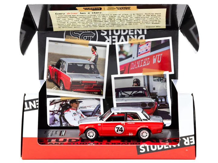 Datsun 510 #74 Daniel Wu "Trans-Am B-Sedan 2.5 Challenge" (2023) Silver and Red "Hobby64" Series 1/64 Diecast Model Car by Tarmac Works image 2