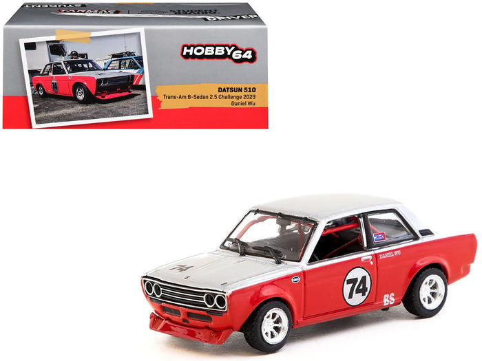 Datsun 510 #74 Daniel Wu "Trans-Am B-Sedan 2.5 Challenge" (2023) Silver and Red "Hobby64" Series 1/64 Diecast Model Car by Tarmac Works image 3