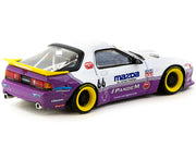 Mazda RX-7 FC3S Pandem RHD (Right Hand Drive) #66 White and Purple with Graphics "Hobby64" Series 1/64 Diecast Model Car by Tarmac Works image 2