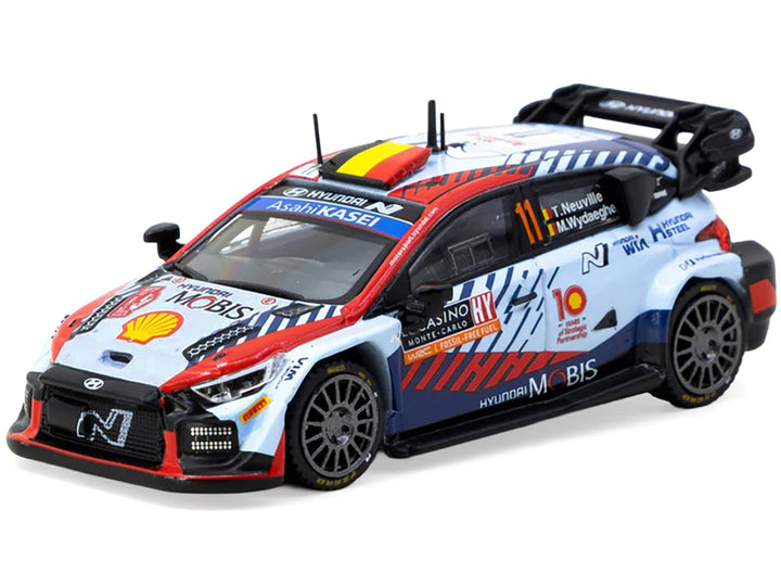 Hyundai i20 N Rally1 Hybrid #11 Thierry Neuville - Martijn Wydaeghe Winner "Rallye Monte-Carlo" (2024) "Hobby64" Series 1/64 Diecast Model by Tarmac Works image 2