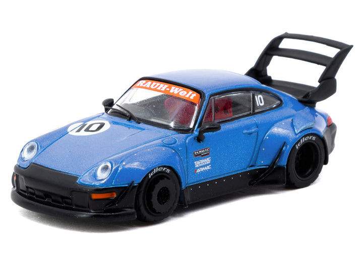 RWB 993 RHD (Right Hand Drive) #10 "Tarmac Works 10th Anniversary" Blue Metallic "Hobby64" Series 1/64 Diecast Model Car by Tarmac Works image 2