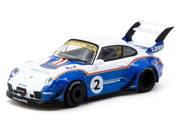 RWB 993 #2 "Liberty Walk" White and Blue Metallic with Container Packaging "Hobby64" Series 1/64 Diecast Model Car by Tarmac Works image 2