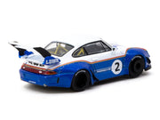 RWB 993 #2 "Liberty Walk" White and Blue Metallic with Container Packaging "Hobby64" Series 1/64 Diecast Model Car by Tarmac Works image 3