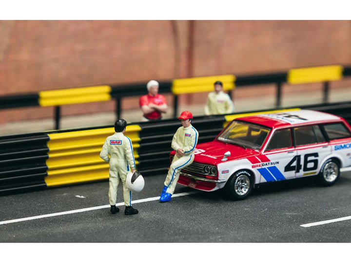 "Race Drivers" 4 Piece Diecast Figure Set "BRE" for 1/64 Scale Models by Tarmac Works & American Diorama image 2