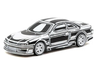 VERTEX Silvia (S14) "Designed by Joshua Vides" Black and White "Global64" Series 1/64 Diecast Model Car by Tarmac Works image 2