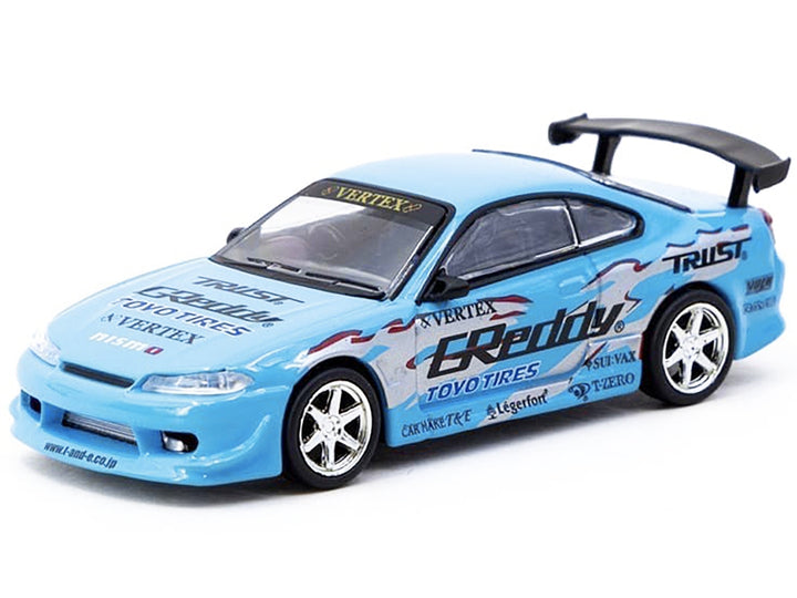 Nissan Silvia (S15) Vertex RHD (Right Hand Drive) "GReddy" Light Blue "Global64" Series 1/64 Diecast Model by Tarmac Works image 2