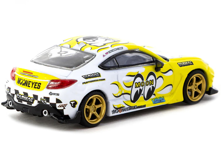 Toyota GR86 RHD (Right Hand Drive) "MoonEyes" White with Yellow Flames and Graphics "Global64" Series 1/64 Diecast Model by Tarmac Works image 2