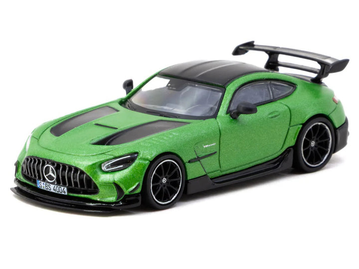 Mercedes-Benz AMG GT Black Series Green Metallic with Black Top and Hood Stripes "Global64" Series 1/64 Diecast Model by Tarmac Works image 2