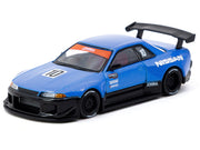 Nissan Skyline (R32) Widebody RHD (Right Hand Drive) #10 "Tarmac Works 10th Anniversary" Blue Metallic "Global64" 1/64 Diecast Model Car by Tarmac Works image 2