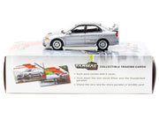 Mitsubishi Lancer Evolution IV Silver Metallic with Tarmac Cards "Global64" Series 1/64 Diecast Model by Tarmac Works image 3