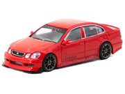 Toyota Vertex Aristo JZS161 RHD (Right Hand Drive) Red with Tarmac Cards "Global64" Series 1/64 Diecast Model Car by Tarmac Works image 2