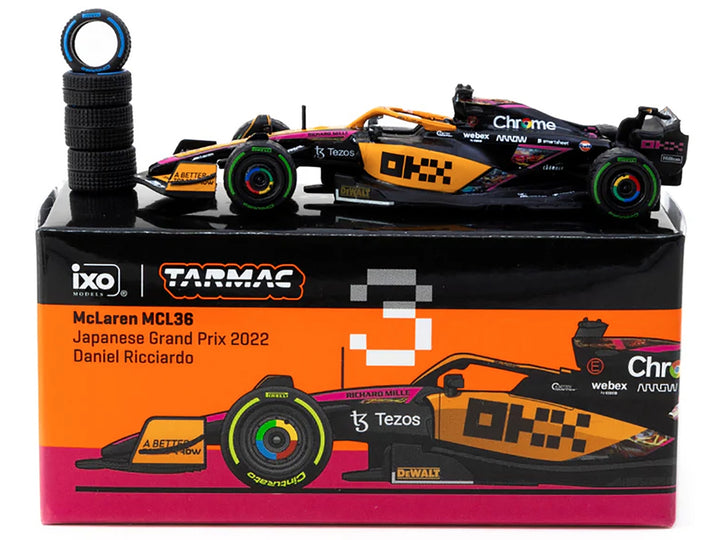 McLaren MCL36 #3 Daniel Ricciardo Formula One F1 "Japanese GP" (2022) "Global64" Series 1/64 Diecast Model Car by Tarmac Works image 2